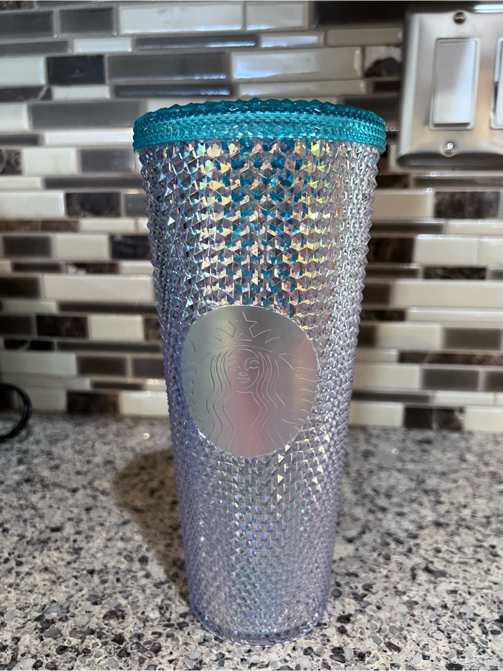 Starbucks Holographic Studded Tumbler with Teal Accent